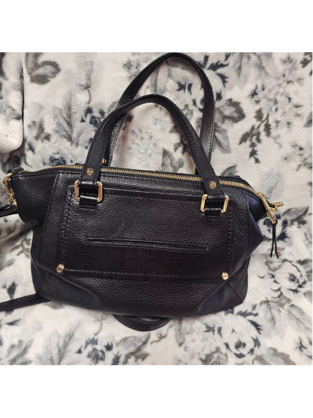 Michael Kors Black Pebbled Leather Satchel with Gold Hardware - Picture 2 of 9